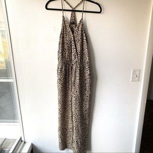 Storia Leopard Print Faux Wrap Front Racerback Jumpsuit size M Medium